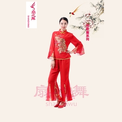 精品麻纱金色凤凰秧歌服